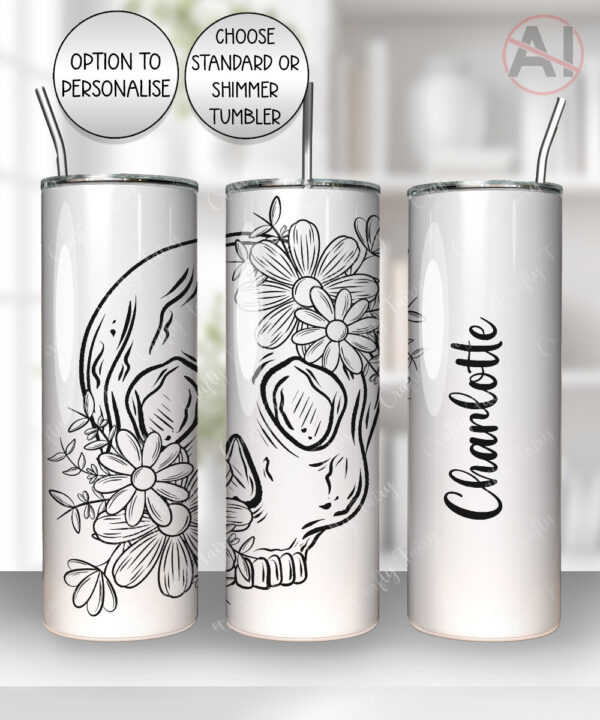19816 personalised floral skull gothic tumbler 3