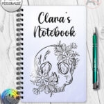 19818 personalised floral skull gothic a5 notebook 1
