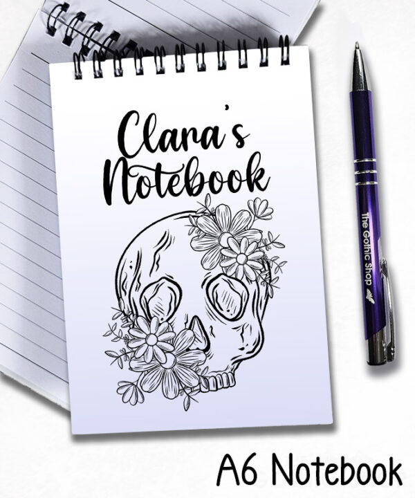 19818 personalised floral skull gothic a5 notebook 3