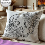 19819 personalised floral skull gothic cushion 2