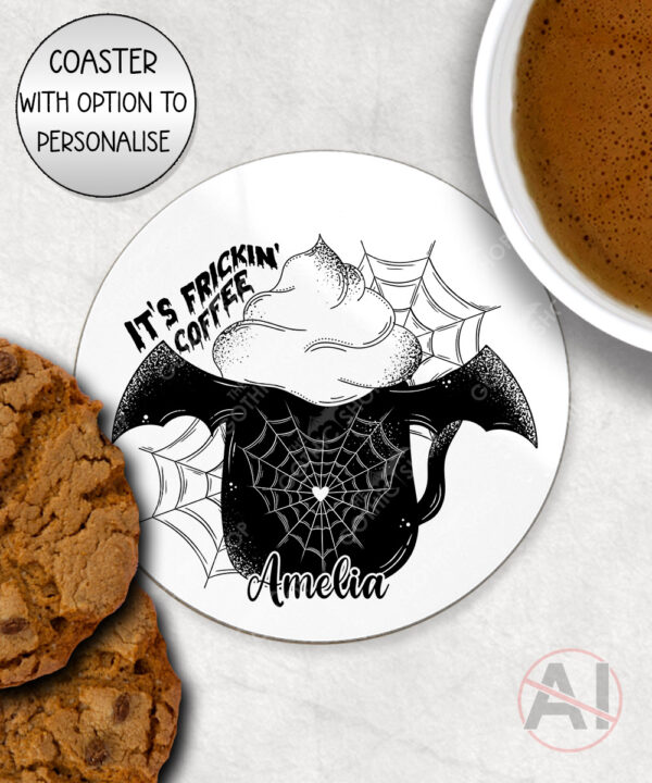 it's frickin' coffee witchy halloween mug and/or coaster optional to personalise