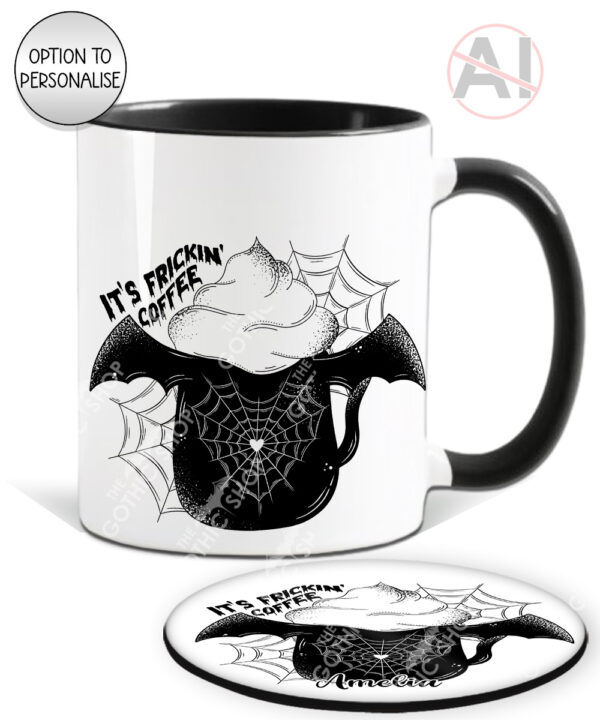 it's frickin' coffee witchy halloween mug and/or coaster optional to personalise