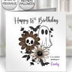 19828 ghost flowers personalised birthday card