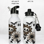 19831 ghost flowers personalised water bottle 1