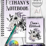 19849 floral bat gothic a5 a6 notebook 1