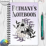 19849 floral bat gothic a5 notebook 2