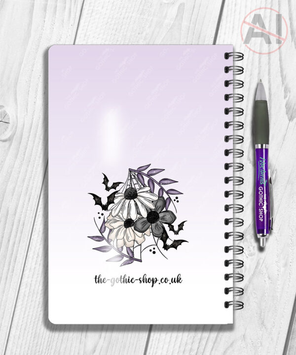 19849 floral bat gothic a5 notebook 3