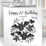 19852 bats personalised gothic birthday card 1