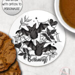19853 bats personalised gothic coaster