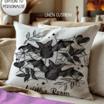 19858 bats personalised gothic cushion 2