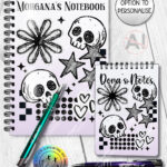 19872 grungy goth skull a5 a6 notebook 1