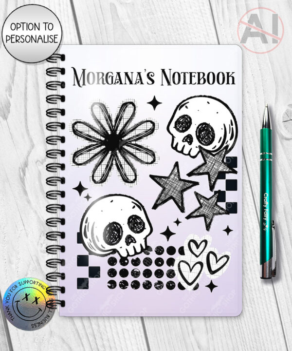 19872 grungy goth skull a5 notebook 1