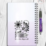 19872 grungy goth skull a5 notebook 2