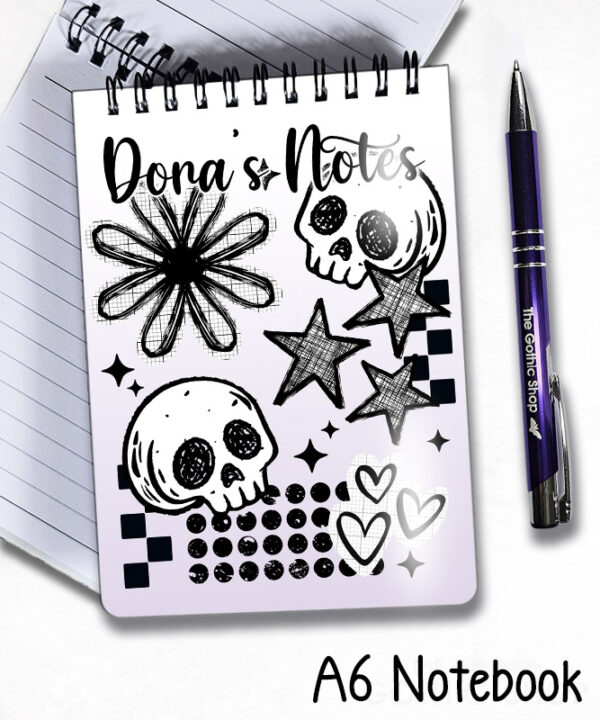 19872 grungy goth skull a6 notebook 1