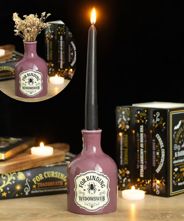 widowsweb potion bottle vase and candle holder