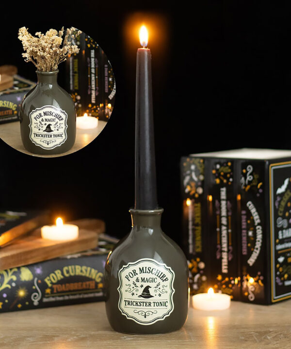mischief and magic potion bottle vase and candle holder