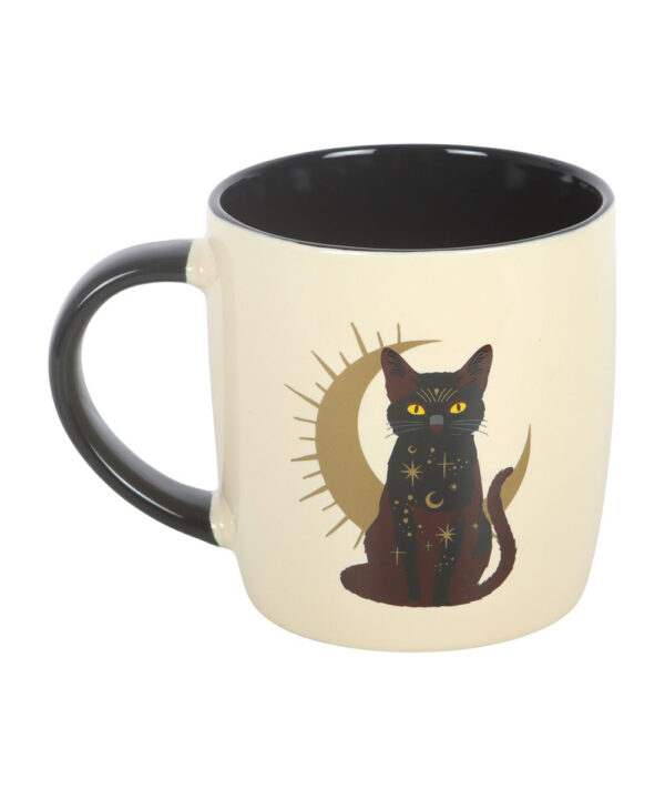 sitting magick black cat celestial witchy mug