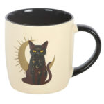 sitting magick black cat celestial witchy mug
