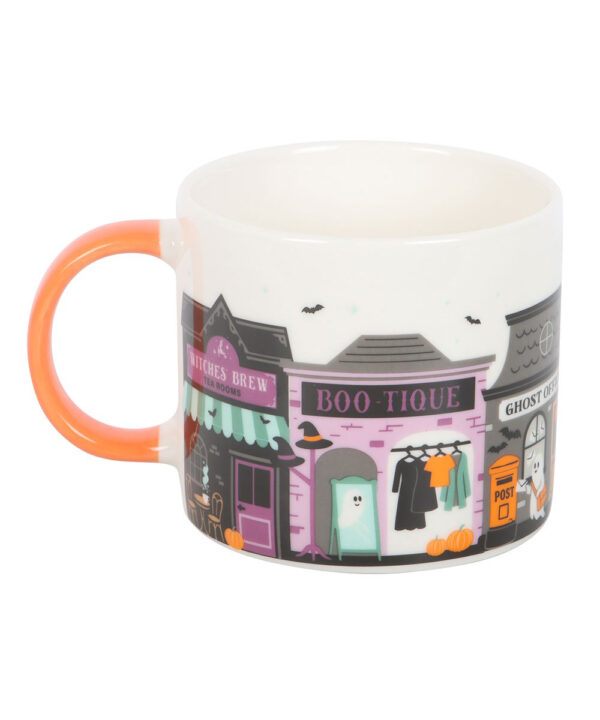 spooky street gothic halloween mug