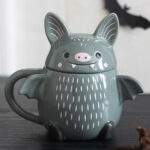 cute bat lidded mug