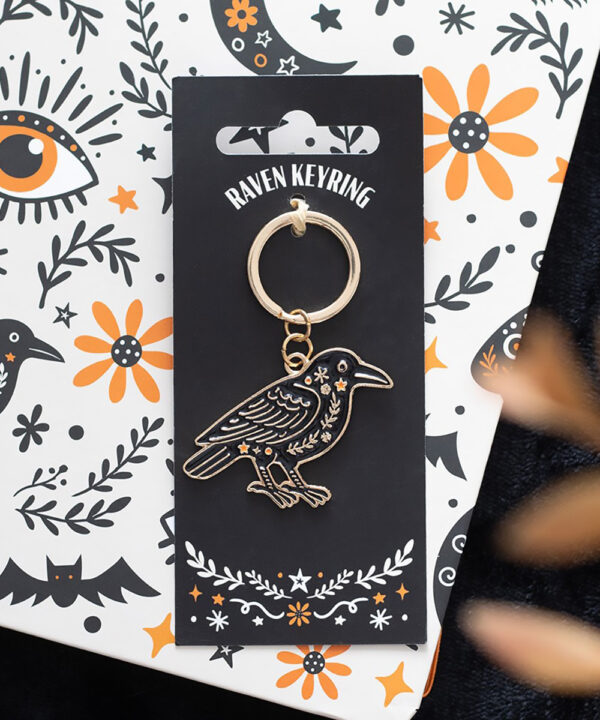 folk raven gothic keyring