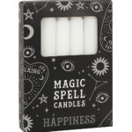 white 'happiness' spell candles set of 12