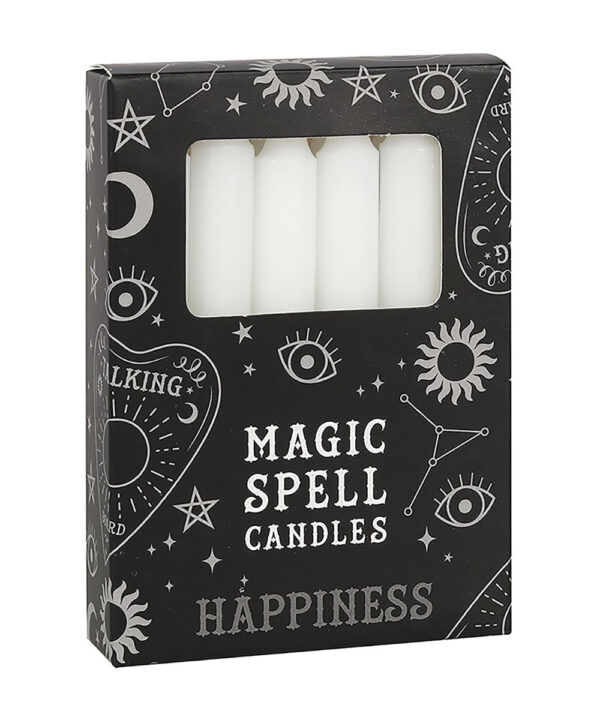 white 'happiness' spell candles set of 12