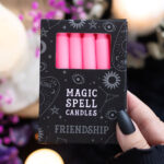 pink 'friendship' spell candles set of 12