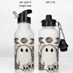 cottagecore winter ghost gothic halloween water bottle option to personalise