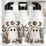 cottagecore winter ghost gothic halloween water bottle option to personalise