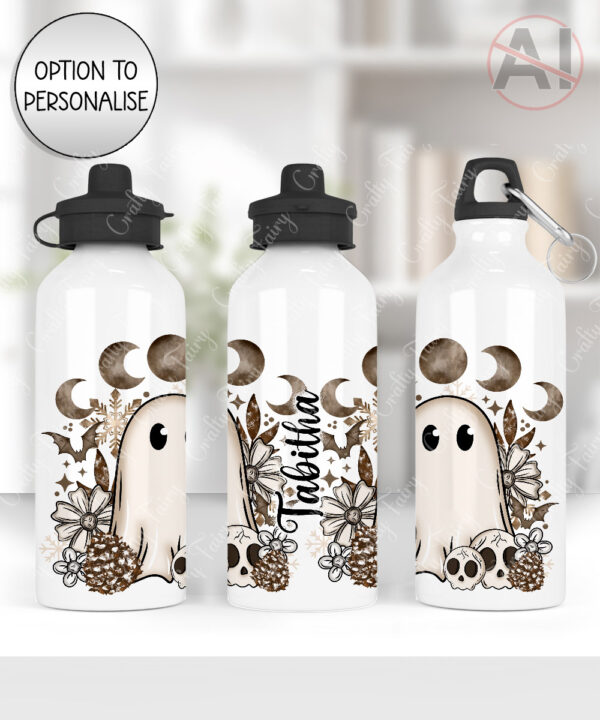 cottagecore winter ghost gothic halloween water bottle option to personalise