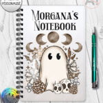 cottagecore winter ghost gothic halloween notebook journal option to personalise
