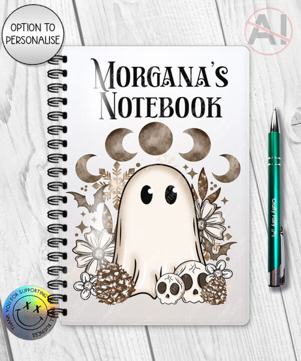 cottagecore winter ghost gothic halloween notebook journal option to personalise