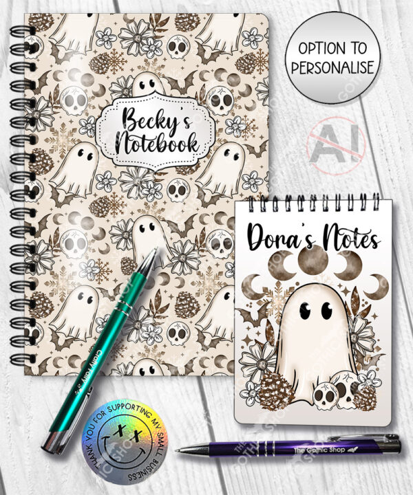 cottagecore winter ghost gothic halloween notebook journal option to personalise