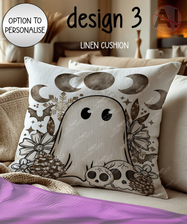 cottagecore winter ghost gothic halloween velvet cushion option to personalise