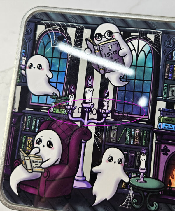 haunted library ghostie readers gothic rectangular tin gift second