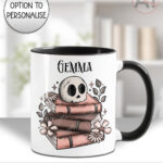 19956 skull books gothic personalised mug 2