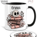 19956 skull books gothic personalised mug coaster 1