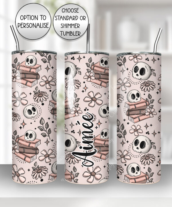 19957 skull books gothic personalised tumbler 1