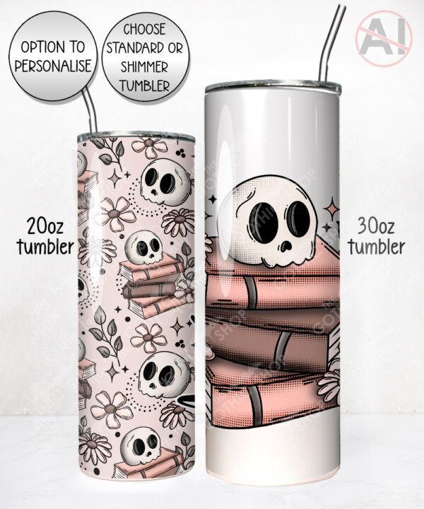 19957 skull books gothic personalised tumbler 2