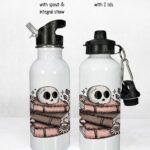 19958 skull books gothic personalised water bottle 1