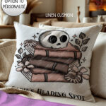 19961 skull books gothic personalised cushion 2