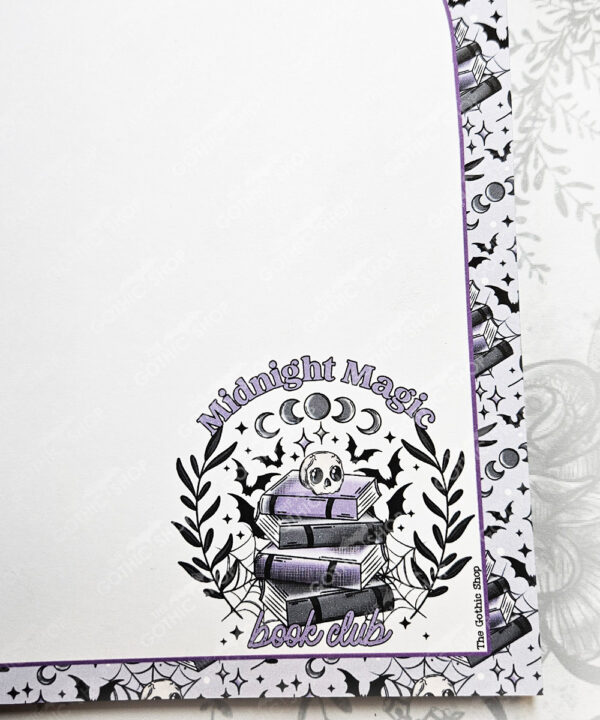 midnight magic book club skull purple gothic witchy a5 notepad