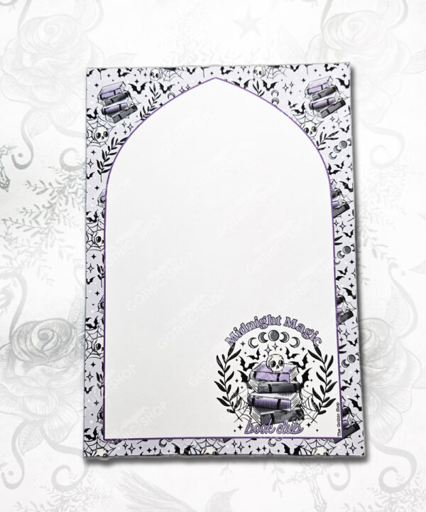 midnight magic book club skull purple gothic witchy a5 notepad