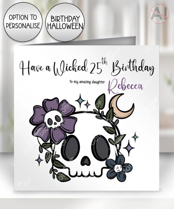 19992 flower skull gothic card halloween 1