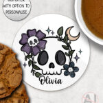 19993 flower skull gothic coaster