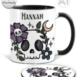 19993 flower skull gothic mug coaster