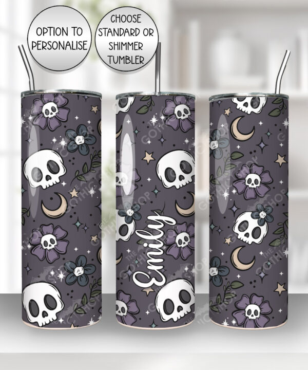 19994 flower skull gothic tumbler 1