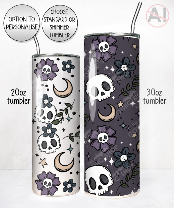19994 flower skull gothic tumbler 2