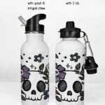 19995 flower skull gothic water bottle 3